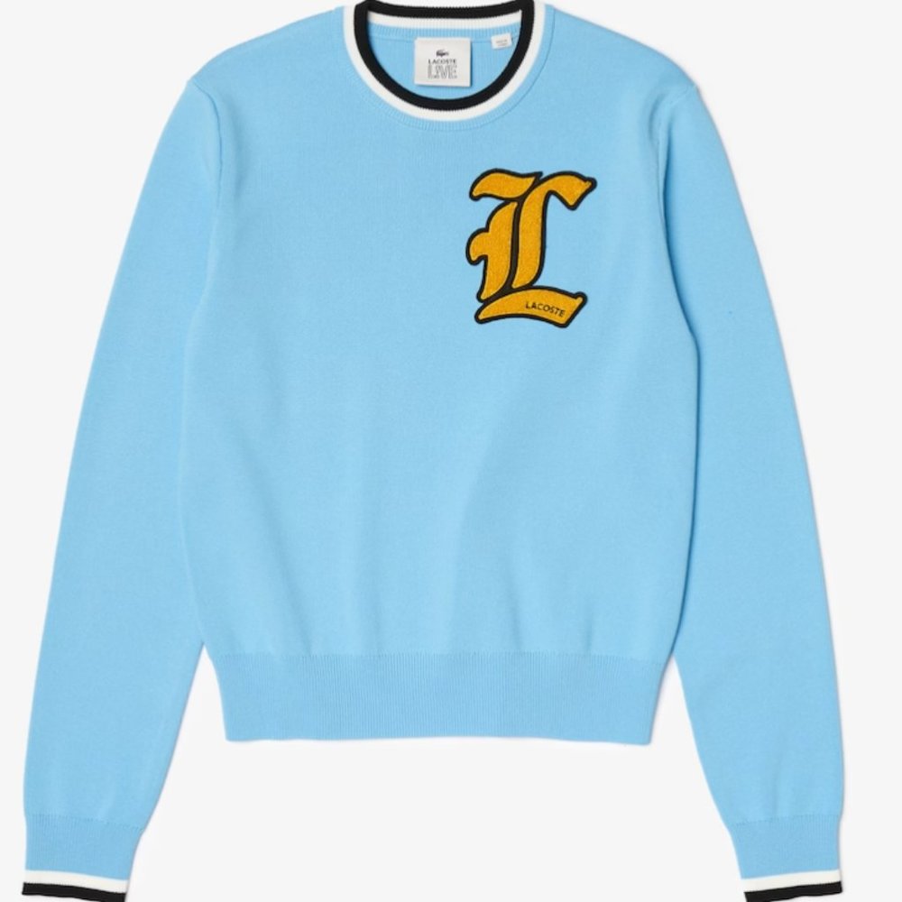 LACOSTE WOMEN’S LIVE CREW NECK BADGE COTTON SWEATER